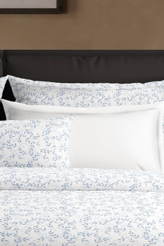 Conjunto de edredão em cetim de algodão Le Frêne - 
Azul e branco