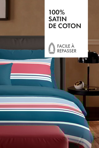 Katoensatijnen Overtrekset 80 Draad/cm² A l'Infini - Donkerblauw