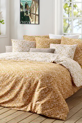 Conjunto de edredão em percal de algodão 190 g/m² Fleurs - Amarelo