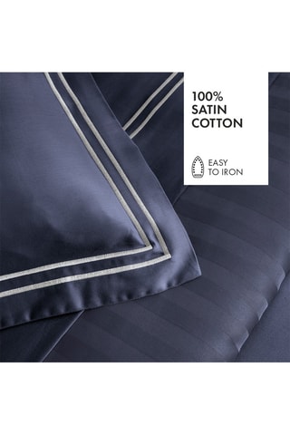 Katoensatijnen Laken 80 Draad/cm² Saint-Tropez- Donkerblauw en Wit