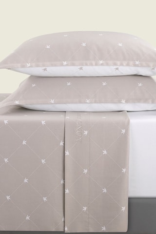 Katoensatijnen Sprei 80 Draad/cm² Canards Evy- Taupe