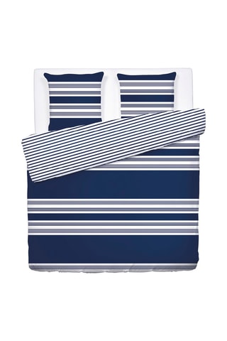 Katoensatijnen Overtrekset 80 Draad/cm² Sylvestre- Donkerblauw en Wit