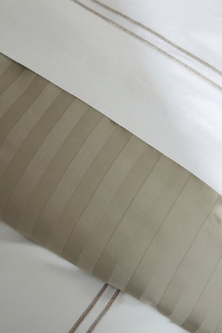 Katoensatijnen Overtrekset 80 Draad/cm² Saint-Tropez-- Wit en Taupe