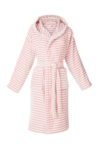 Badjas van velours met capuchon Cuba- 
Roze