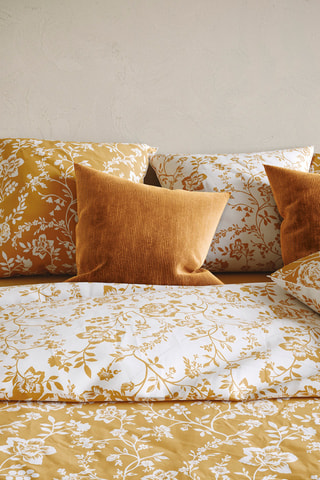 Perkalkatoenen Kussensloop 80 Draad/cm² Fleurs - Geel