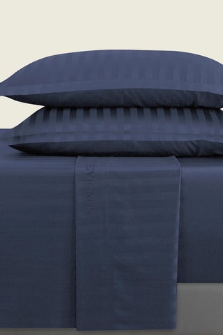 Katoensatijnen Overtrekset 80 Draad/cm² Dobby - Marineblauw