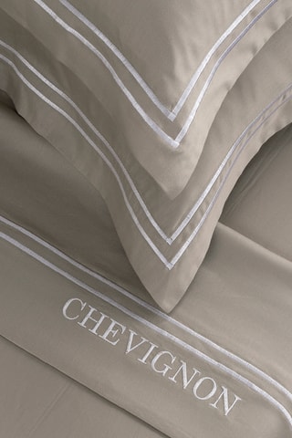 Katoensatijnen Overtrekset 80 Draad/cm² Bastia - Taupe en Wit