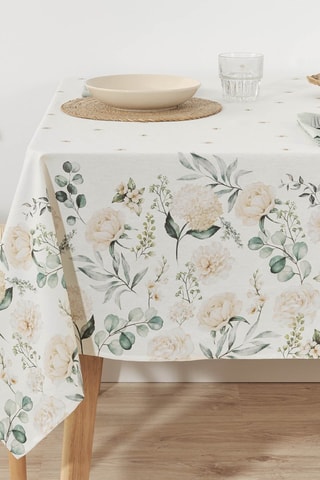 Tovaglia antimacchia rettangolare - Bianco e rosa