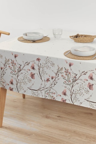 Tovaglia antimacchia rettangolare - Bianco e rosa