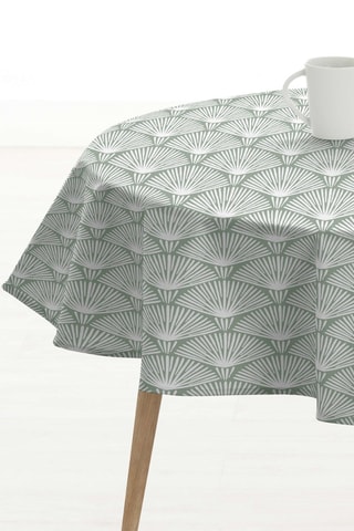 Tovaglia rotonda antimacchia Asena - Kaki e bianco