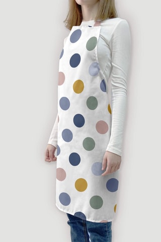 Grembiule in lino 0120-160 - Bianco e blu