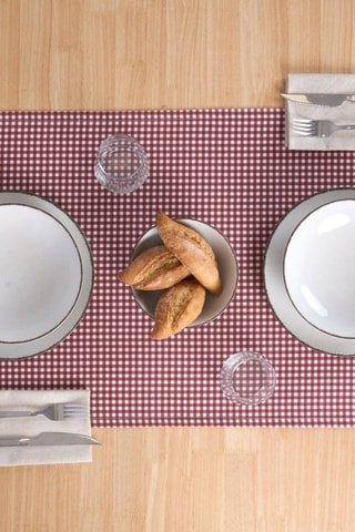 Runner in cotone bio Ceres - Bianco e rosso - 150 x 50 cm