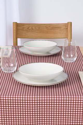 Runner in cotone bio Ceres - Bianco e rosso - 150 x 50 cm