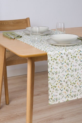 Runner in cotone bio Tariro - Bianco e verde - 150 x 50 cm