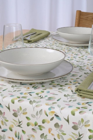 Runner in cotone bio Tariro - Bianco e verde - 150 x 50 cm