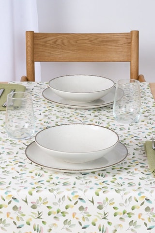 Runner in cotone bio Tariro - Bianco e verde - 150 x 50 cm