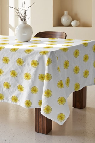 Tovaglia rettangolare antimacchia - Bianco e giallo