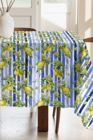 Tovaglia rettangolare antimacchia - Celeste e bianco