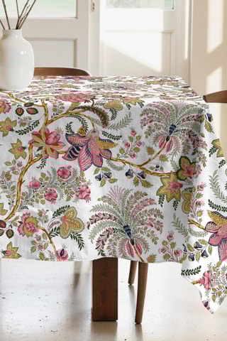 Tovaglia quadrata antimacchia - Bianco e rosa 