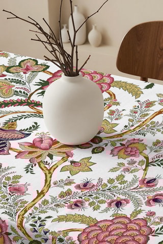 Tovaglia quadrata antimacchia - Bianco e rosa 