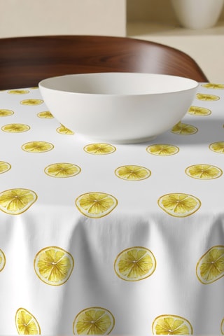 Tovaglia rotonda antimacchia - Bianco e giallo