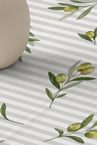 Tovaglia rotonda antimacchia - Beige e verde oliva