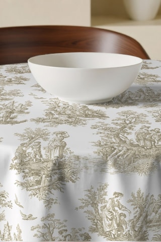 Tovaglia rotonda antimacchia - Beige e bianco