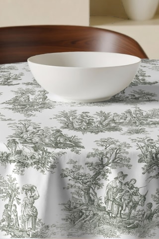 Tovaglia rotonda antimacchia - Verde scuro e bianco