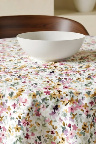 Tovaglia rotonda antimacchia - Bianco e rosa