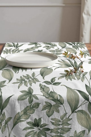 Runner in cotone bio - Bianco e verde - 50 x 150 cm