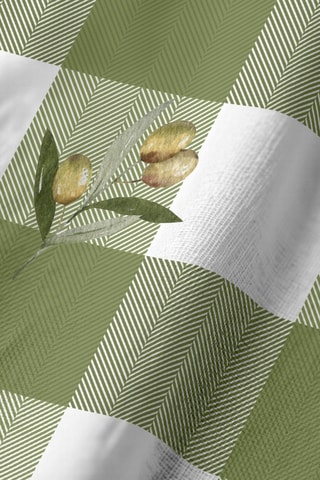 Runner in cotone bio - Bianco e verde oliva - 50 x 150 cm