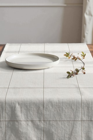 Runner in cotone bio - Bianco e marrone - 50 x 150 cm