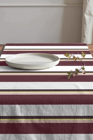 Runner in cotone bio - Bianco e bordeaux - 50 x 150 cm