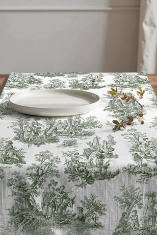 Runner in cotone bio - Bianco e verde - 50 x 150 cm