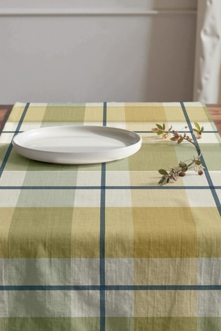 Runner in cotone bio - Verde ed ecrù - 50 x 150 cm