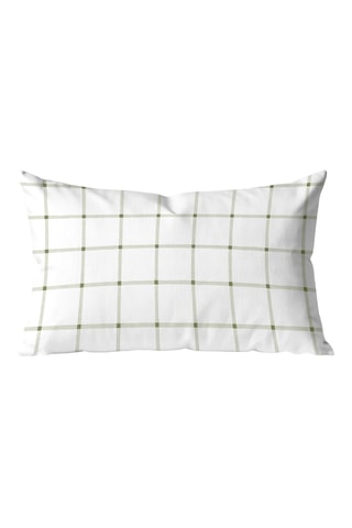 Copricuscino - Bianco e verde oliva - 30 x 50 cm