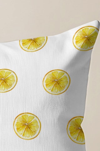 Copricuscino - Bianco e giallo - 30 x 50 cm