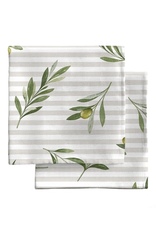 4 tovaglioli - Beige e verde oliva