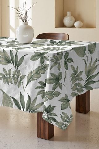 Tovaglia quadrata antimacchia - Verde scuro e bianco - 180 x 180 cm