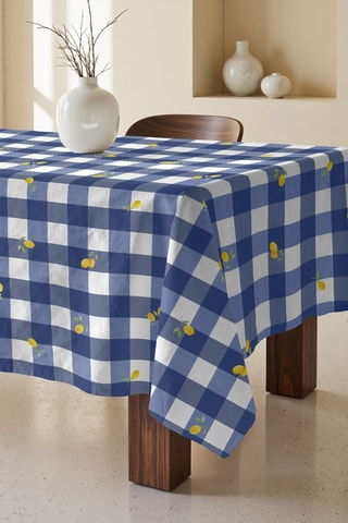 Tovaglia quadrata antimacchia - Celeste e bianco - 180 x 180 cm