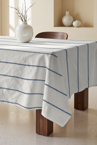 Tovaglia rettangolare antimacchia - Beige e navy