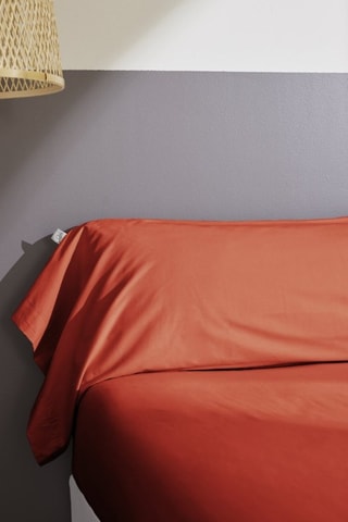 Taie de traversin en percale de coton 80 fils/cm² Bally  - Terracotta