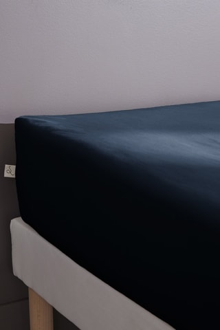 Drap-housse en percale de coton 80 fils/cm² Bally  - Bleu nuit