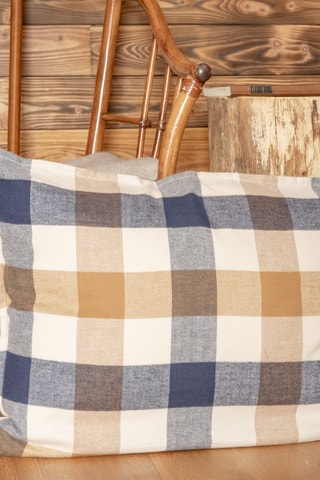 Taie d'oreiller Basile - Bleu et beige