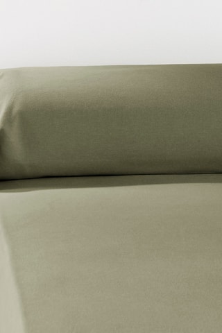 Taie de traversin en flanelle de coton Candice - Kaki