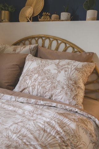 Taie d'oreiller réversible en coton 57 fils/cm² Java - Blanc et marron