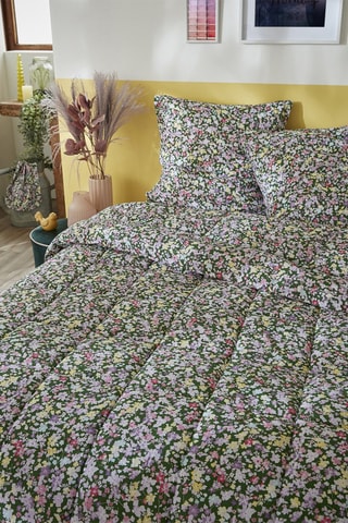Ensemble couvre-lit Myosotis - Vert et rose