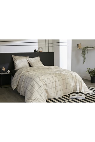 Parure de couette en coton Carrie Pampa - Ecru et noir