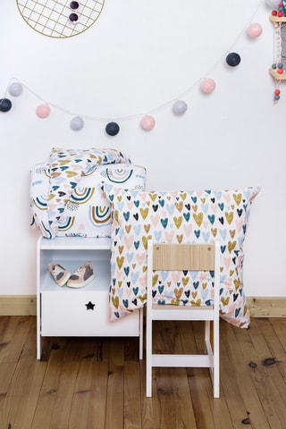 Parure de couette en coton 57 fils/cm² Arcoeur - Blanc et bleu