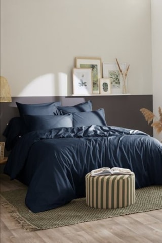 Housse de couette en percale de coton 80 fils/cm² Bally  - Bleu nuit